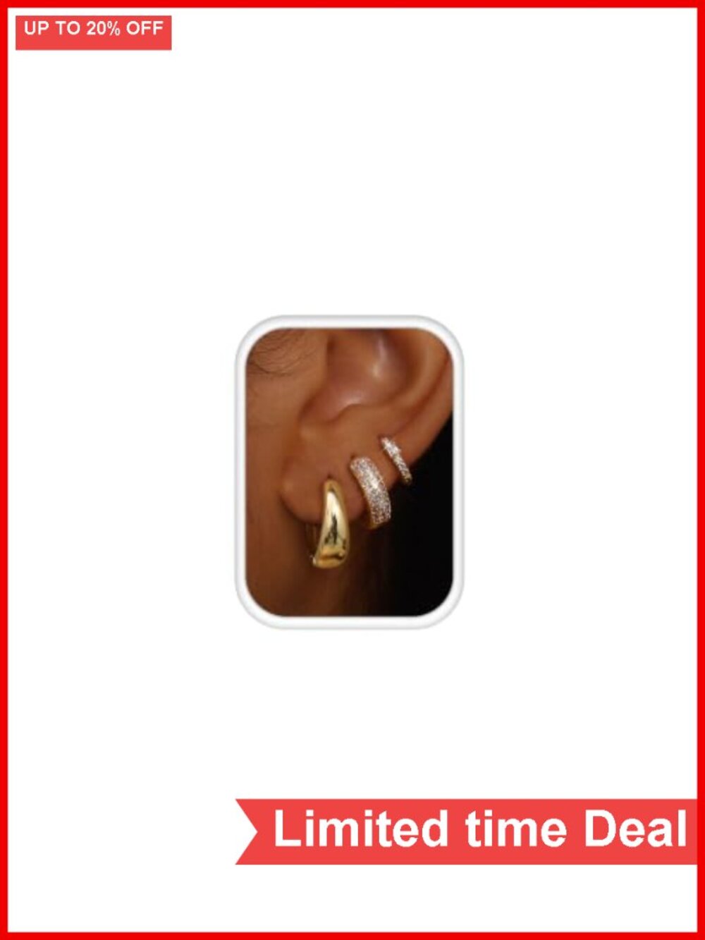 14K Gold Plated Chunky Huggie Hoop Earrings Set Hypoallergenic for Women 3 Pairs